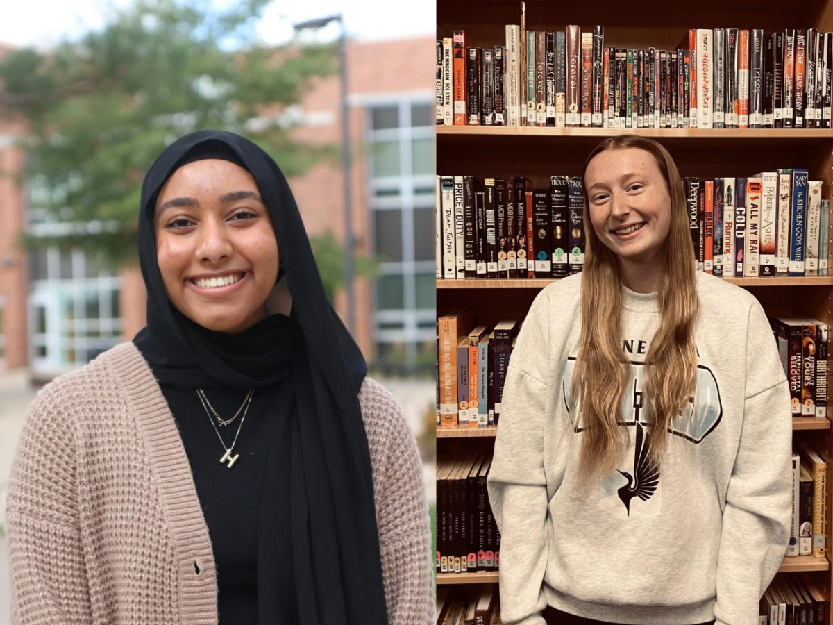 Haneen Eltweb from Iowa City West (left) and Elisa Dyksta (right) from Mason City earn February Stories of the Month. 